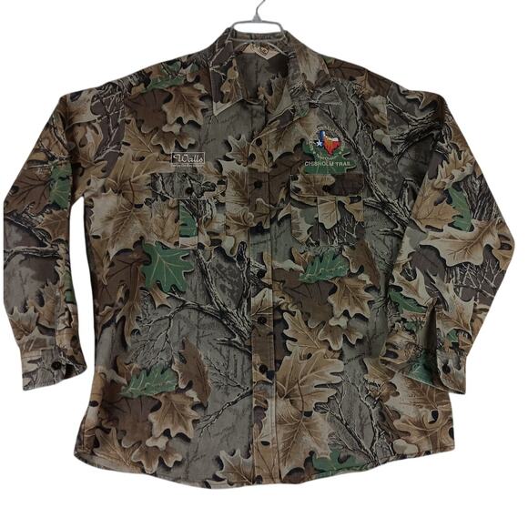 Vtg Walls Denim Shirt Men's XL Brown Advantage Camo Chisholm Trail Texas Hunting